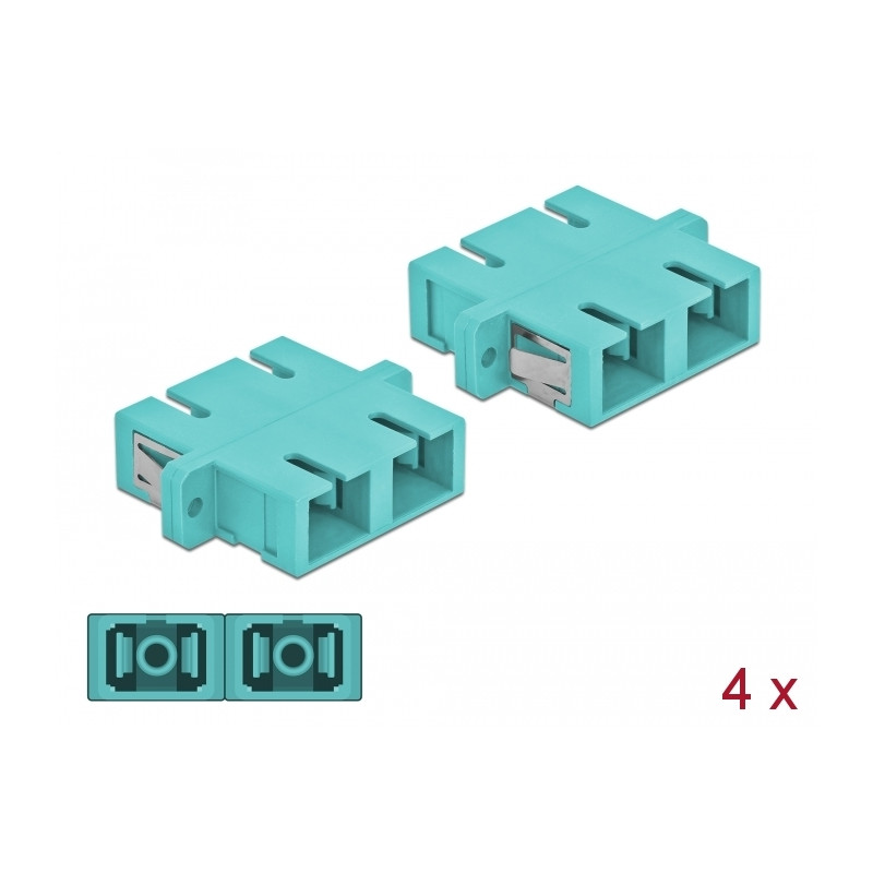 Delock LWL Kupplung SC Duplex Buchse zu SC Duplex Buchse Multimode 4 Stück hellblau