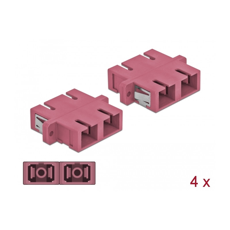 Delock LWL Kupplung SC Duplex Buchse zu SC Duplex Buchse Multimode 4 Stück violett