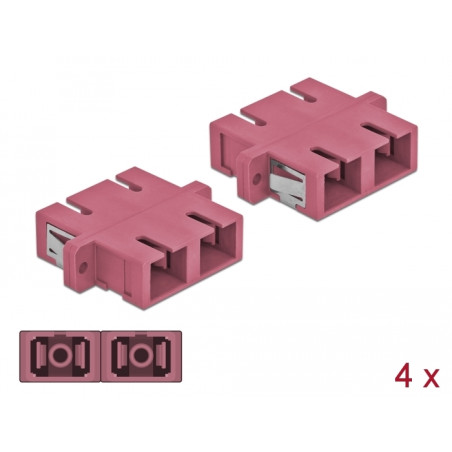 Delock LWL Kupplung SC Duplex Buchse zu SC Duplex Buchse Multimode 4 Stück violett