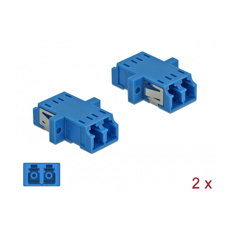Delock LWL Kupplung LC Duplex Buchse zu LC Duplex Buchse Singlemode 2 Stück blau