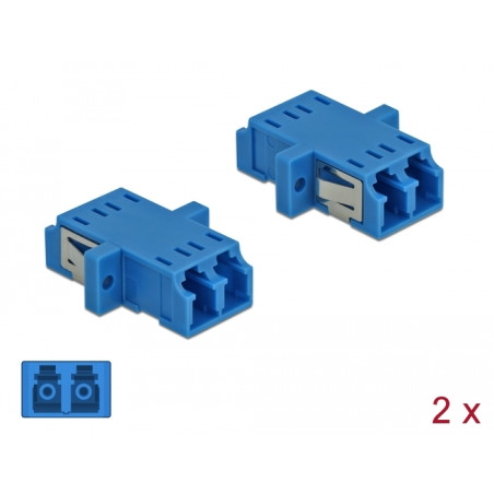 Delock LWL Kupplung LC Duplex Buchse zu LC Duplex Buchse Singlemode 2 Stück blau