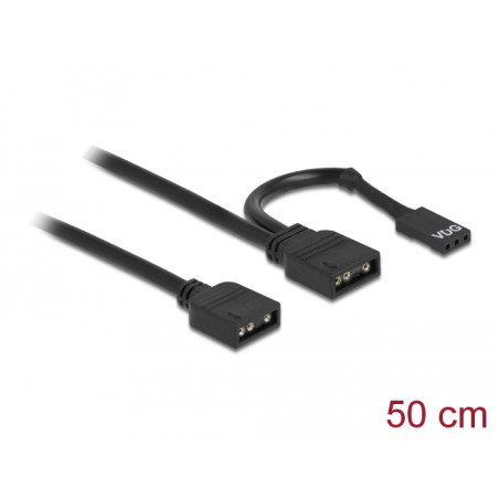 Delock RGB Anschlusskabel 3 Pin für 5 V RGB / ARGB LED Beleuchtung mit 2 x 3 Pin Buchse 50 cm