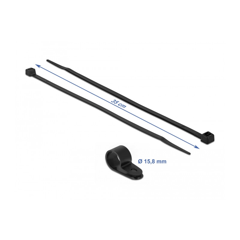 Delock Befestigungsschelle 15,8 mm mit Kabelbinder L 350 x B 4,8 schwarz