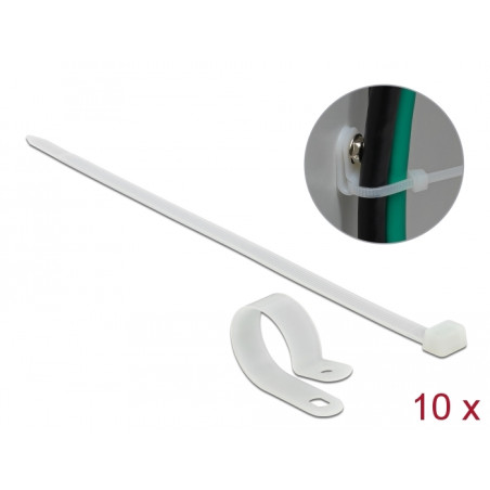Delock Befestigungsschelle 25,4 mm mit Kabelbinder L 300 x B 7,2 mm weiß