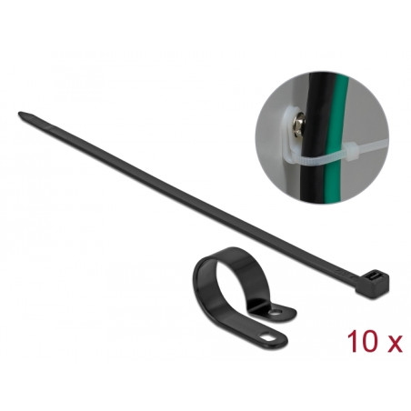Delock Befestigungsschelle 25,4 mm mit Kabelbinder L 300 x B 7,2 schwarz