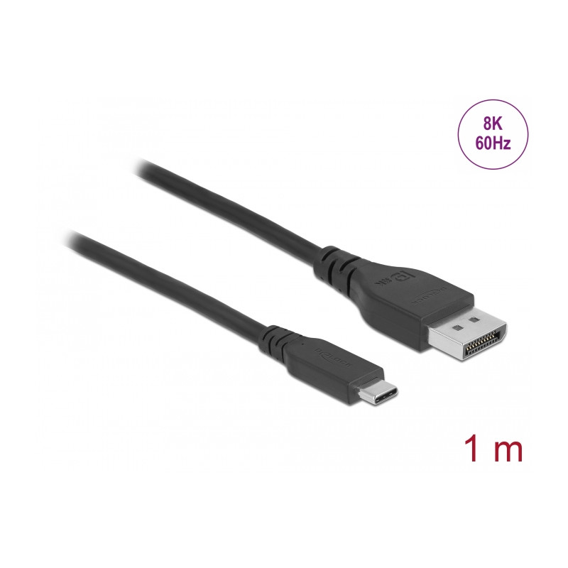 Delock Bidirektionales USB Type-C™ zu DisplayPort Kabel (DP Alt Mode) 8K 60 Hz 1 m DP 8K zertifiziert