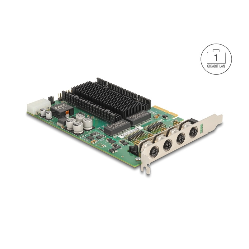 Delock PCI Express x4 Netzwerkkarte Gigabit LAN 4 x M12 mit PoE+ i350