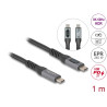 Delock USB 40 Gbps Daten- und Schnellladekabel koaxial 1 m 8K 60 Hz USB PD 3.1 Extended Power Range 240 W