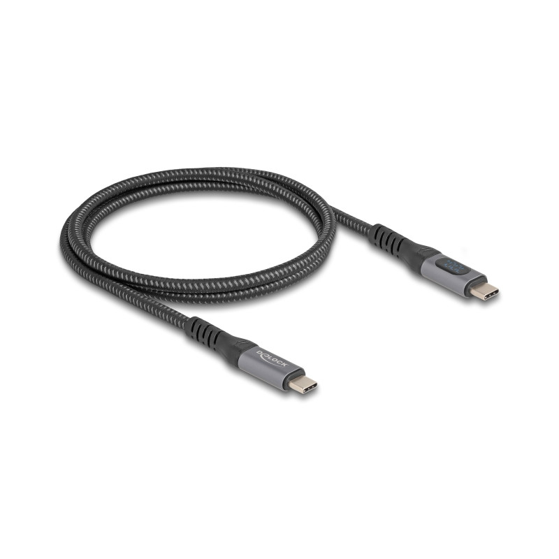 Delock USB 40 Gbps Daten- und Schnellladekabel koaxial 1 m 8K 60 Hz USB PD 3.1 Extended Power Range 240 W