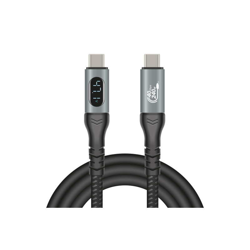 Delock USB 40 Gbps Daten- und Schnellladekabel koaxial 1 m 8K 60 Hz USB PD 3.1 Extended Power Range 240 W