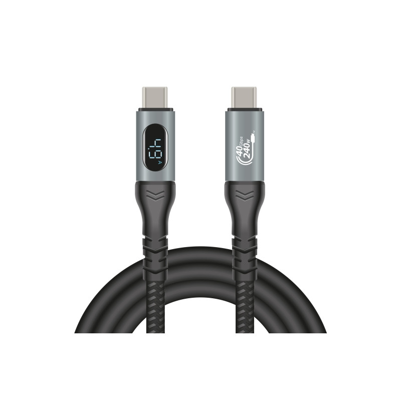 Delock USB 40 Gbps Daten- und Schnellladekabel koaxial 1 m 8K 60 Hz USB PD 3.1 Extended Power Range 240 W