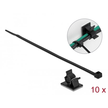 Delock Kabelklemme 25 x 18 mm mit Kabelbinder L 200 x B 3,6 mm schwarz