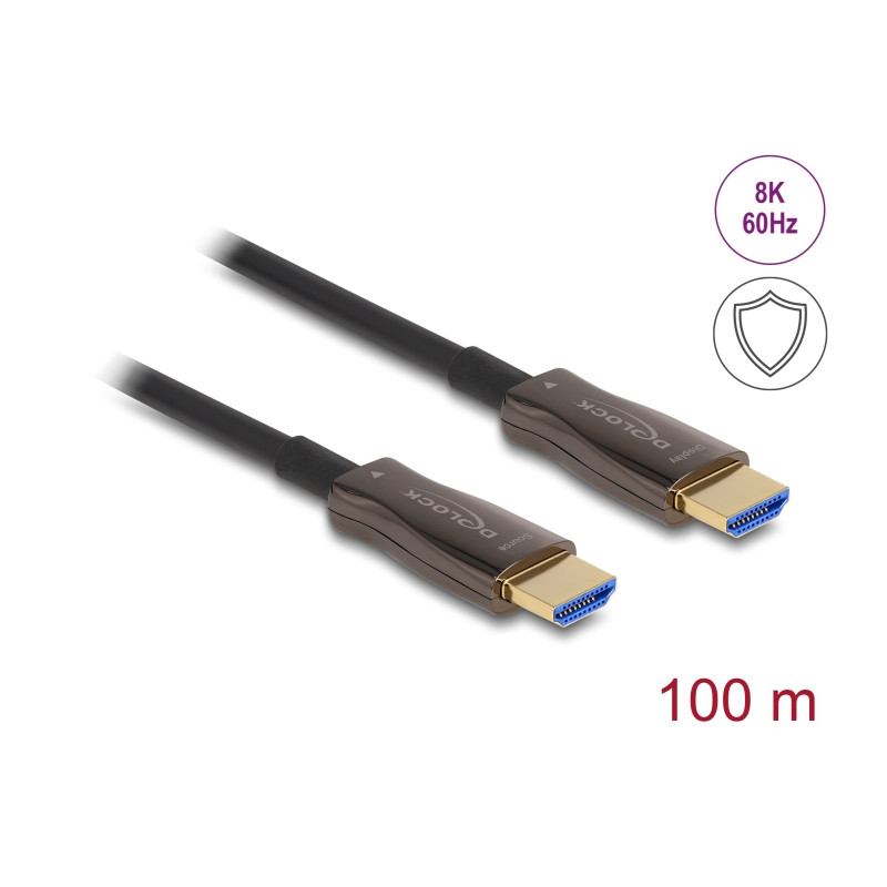 Delock Aktives Optisches HDMI Kabel mit Metallarmierung 8K 60 Hz 100 m