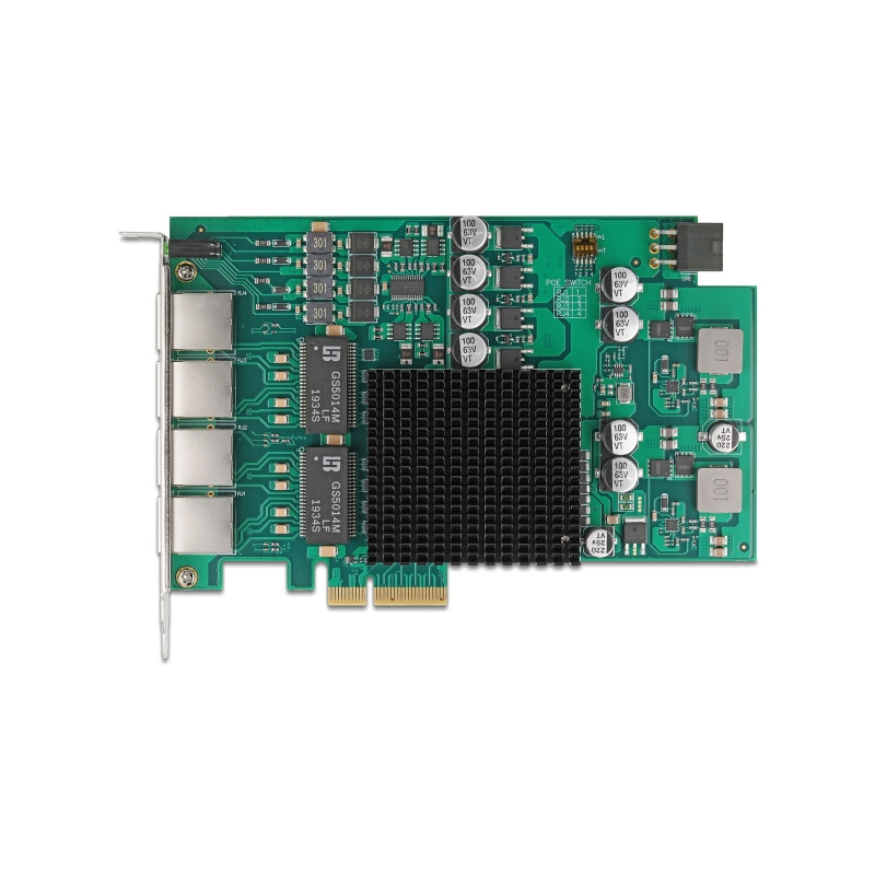 Delock PCI Express x4 Netzwerkkarte Gigabit LAN 4 x RJ45 mit PoE+ i350