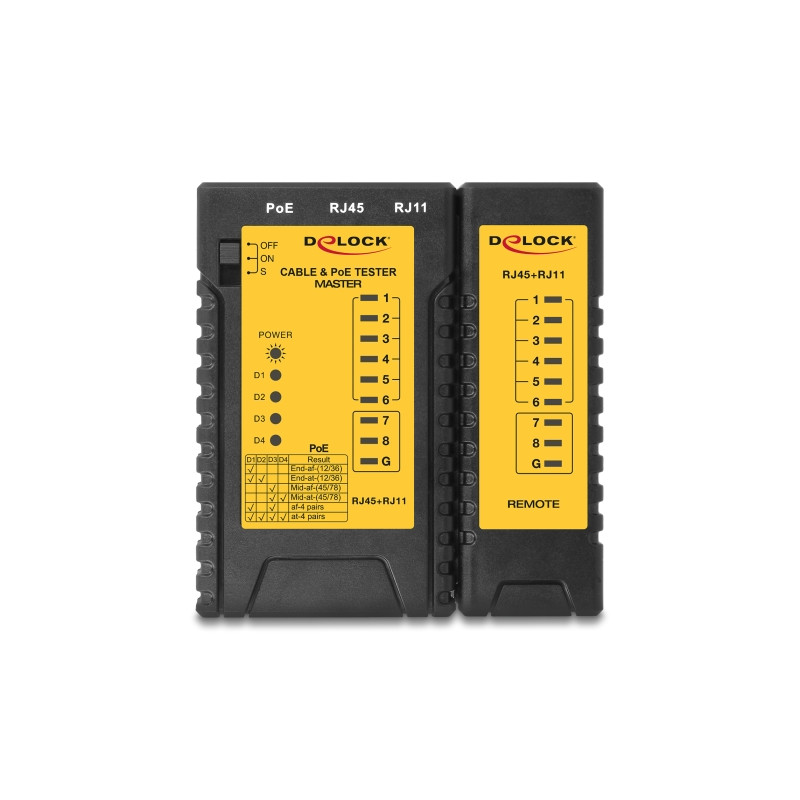 Delock Kabeltester RJ45 / RJ12 / PoE