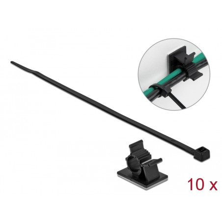 Delock Kabelklemme 37 x 18 mm mit Kabelbinder L 300 x B 4,8 mm schwarz