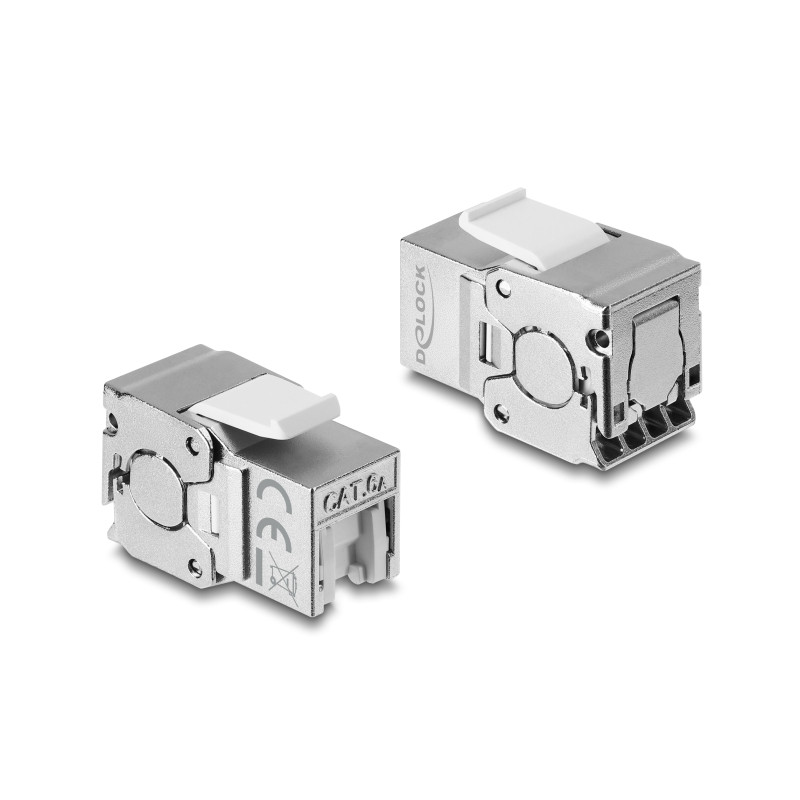 Delock Keystone Modul RJ45 Buchse zu LSA Cat.6A geschirmt werkzeugfrei mit Staubschutzklappe