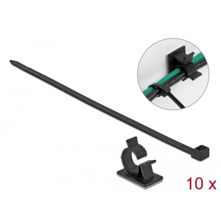 Delock Kabelklemme 41 x 25 mm mit Kabelbinder L 250 x B 7,2 mm schwarz