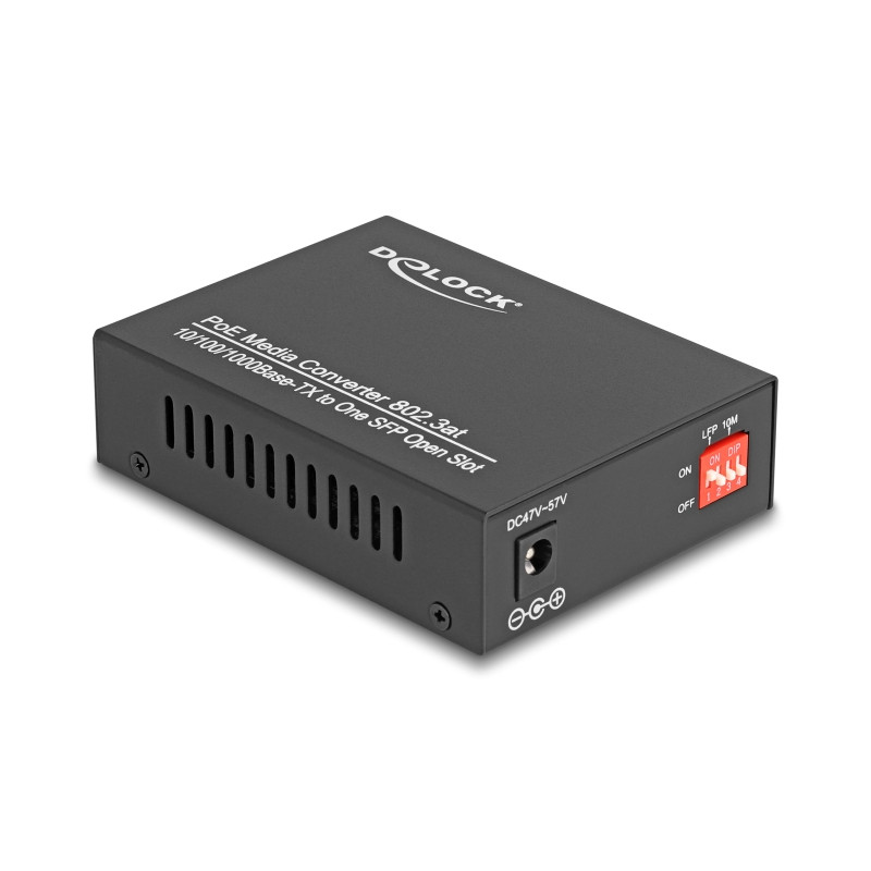 Delock PoE+ Medienkonverter 10/100/1000Base-T zu SFP