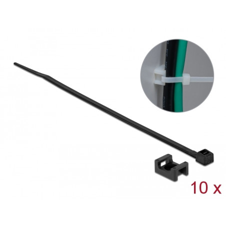 Delock Schraubhalter 15 x 10 mm mit Kabelbinder L 200 x B 3,6 mm schwarz