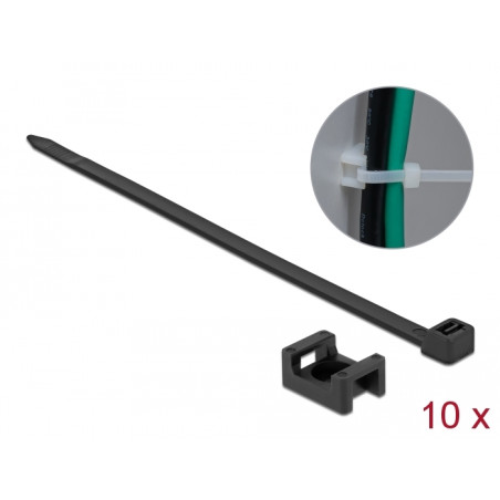 Delock Schraubhalter 23 x 16 mm mit Kabelbinder L 150 x B 7,2 mm schwarz