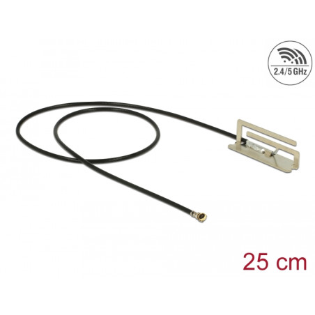 Delock WLAN 802.11 ac/ax/a/h/b/g/n Antenne I-PEX Inc., MHF® 4L Stecker 1,6 dBi 25 cm PIFA intern