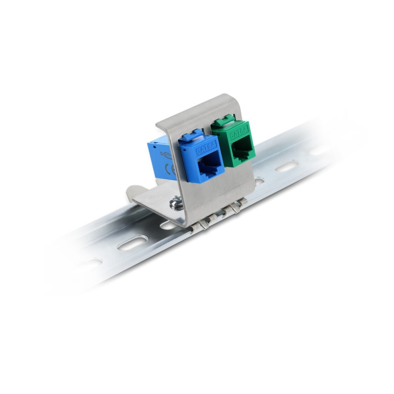 Delock Keystone Metall Halterung 2 Port für Hutschiene