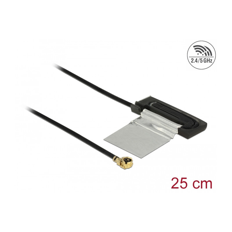 Delock WLAN 802.11 ac/a/h/b/g/n Antenne I-PEX Inc., MHF® I Stecker 1,5 - 2,0 dBi 1.13 25 cm CCD intern