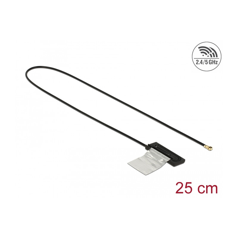 Delock Dualband WLAN WiFi 6 Antenne I-PEX Inc., MHF® 4L Stecker 1 dBi 25 cm CCD intern