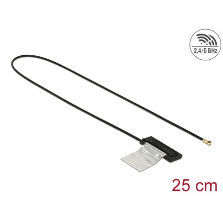 Delock Dualband WLAN WiFi 6 Antenne I-PEX Inc., MHF® 4L Stecker 1 dBi 25 cm CCD intern