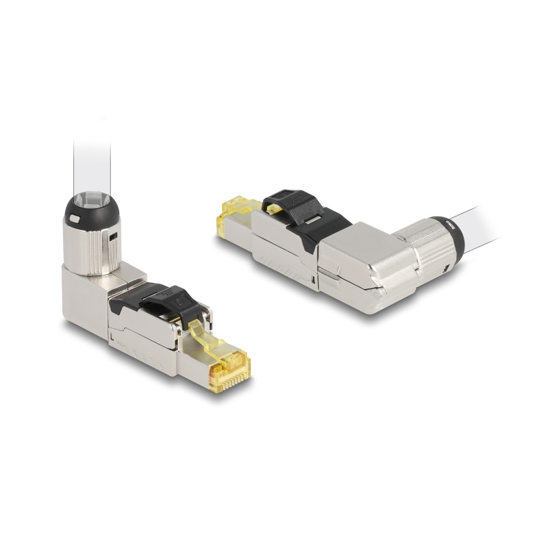 Delock RJ45 Stecker feldkonfektionierbar Cat.6A Metall gewinkelt