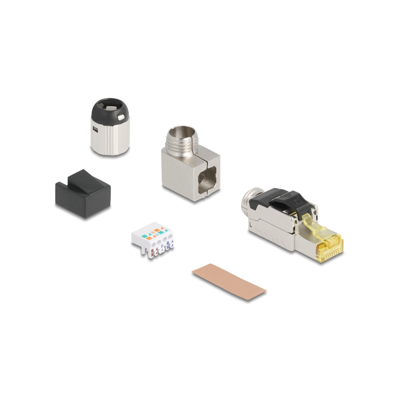 Delock RJ45 Stecker feldkonfektionierbar Cat.6A Metall gewinkelt