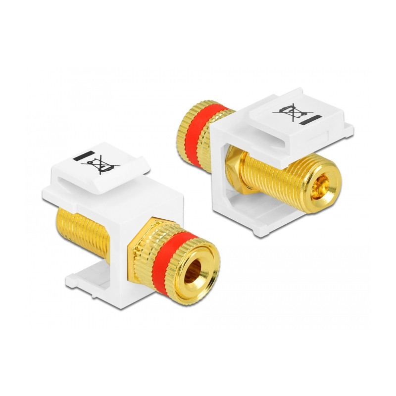 Delock Keystone Modul Polklemme - Gewindebuchse rot / weiß