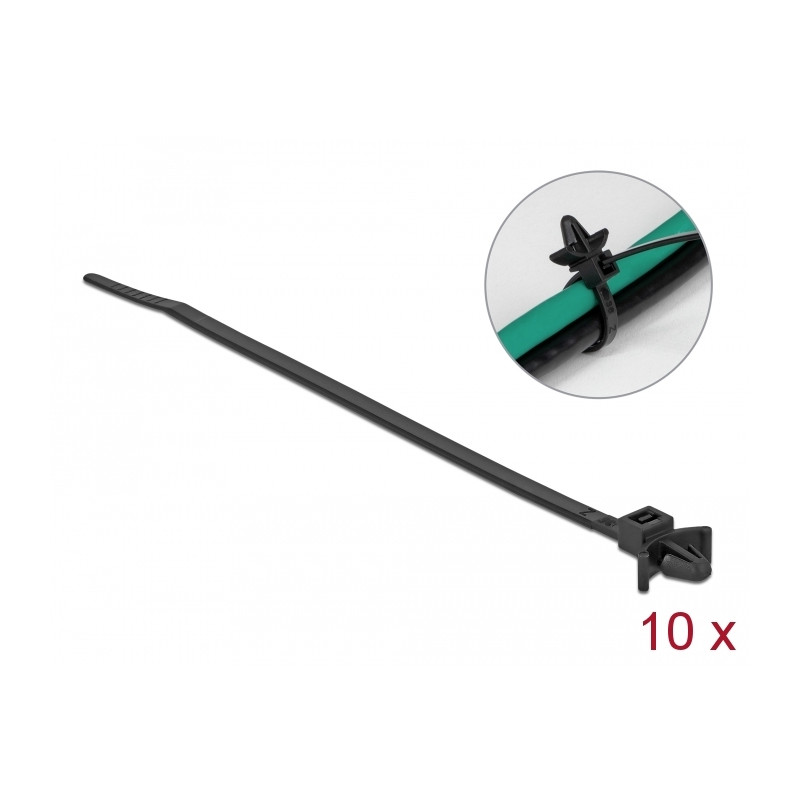 Delock Kabelbinder mit Spreizanker L 140 x B 4 mm schwarz 10 Stück