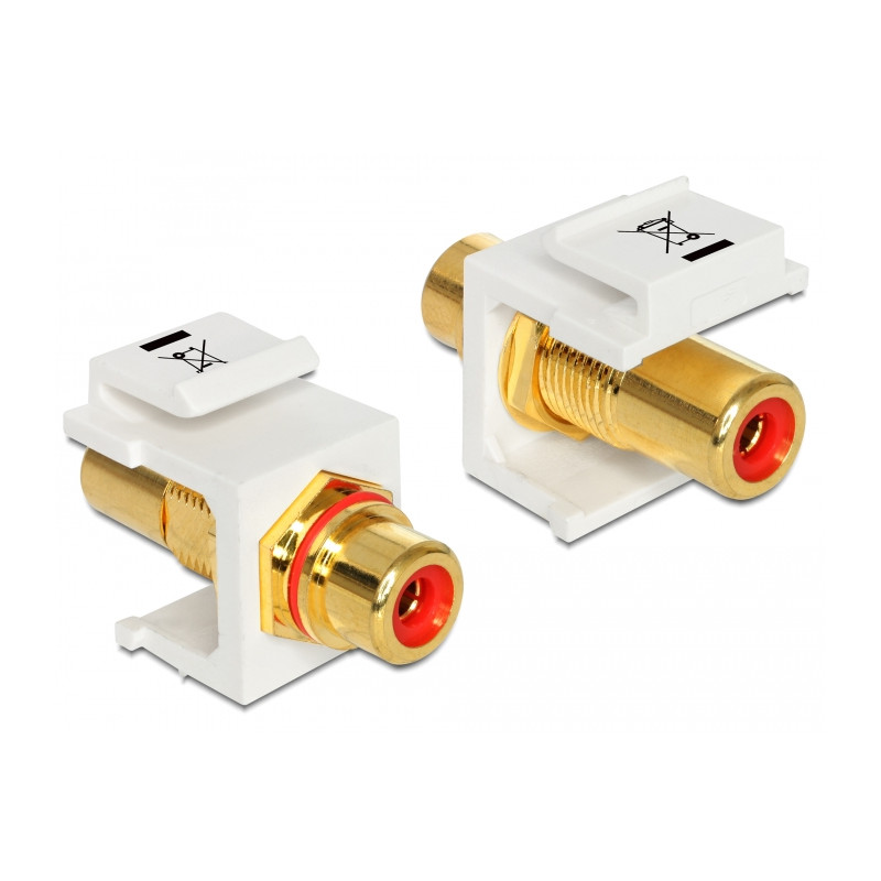 Delock Keystone Modul Cinch Buchse - Cinch Buchse vergoldet rot / weiß