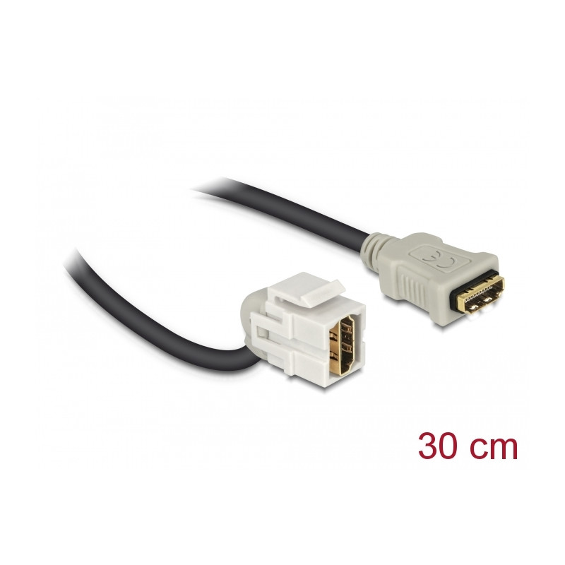 Delock Keystone Modul HDMI Buchse 110° - HDMI Buchse mit Kabel weiß