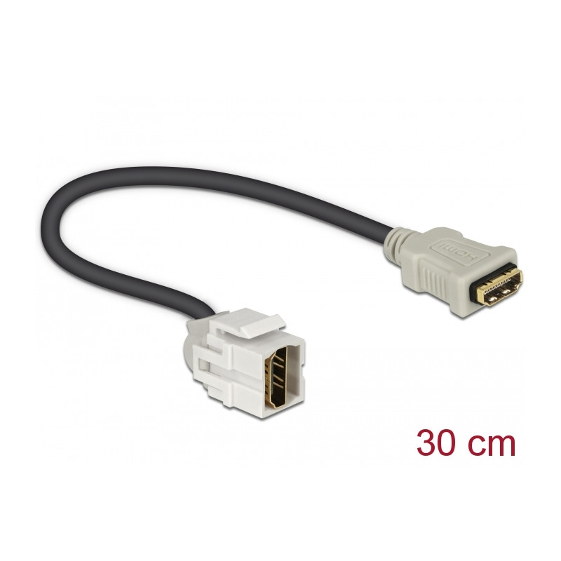 Delock Keystone Modul HDMI Buchse 250° - HDMI Buchse mit Kabel weiß