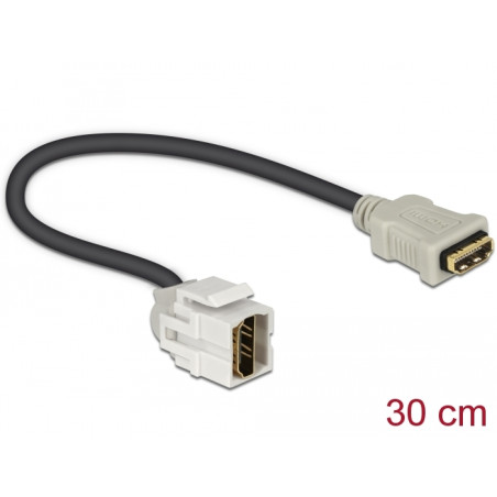 Delock Keystone Modul HDMI Buchse 250° - HDMI Buchse mit Kabel weiß