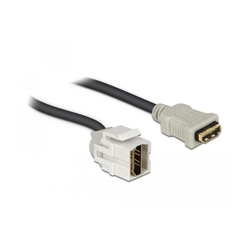 Delock Keystone Modul HDMI Buchse 250° - HDMI Buchse mit Kabel weiß