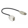 Delock Keystone Modul USB 2.0 A Buchse 250° - USB 2.0 A Buchse mit Kabel weiß