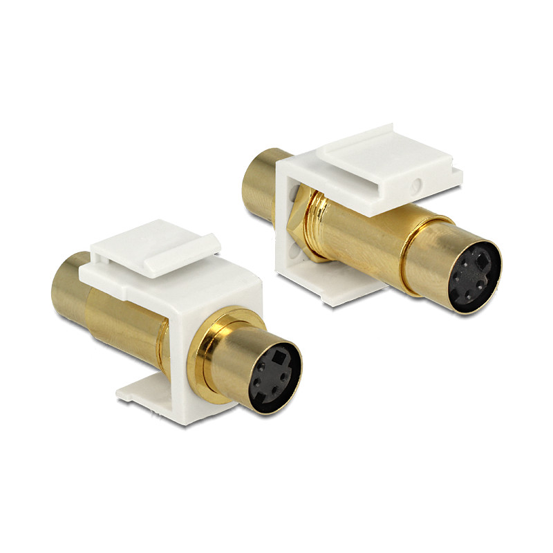 Delock Keystone Modul Mini-DIN 4 Pin Buchse - Buchse vergoldet weiß