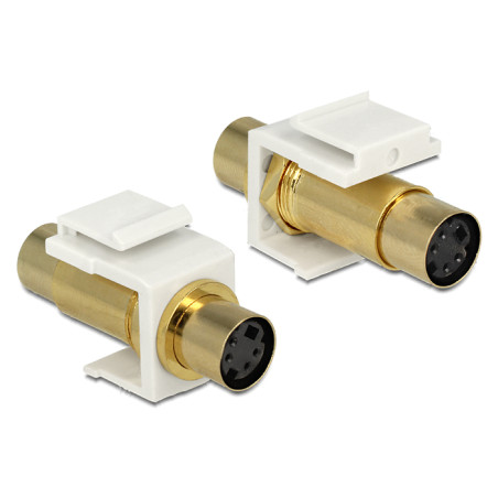 Delock Keystone Modul Mini-DIN 4 Pin Buchse - Buchse vergoldet weiß