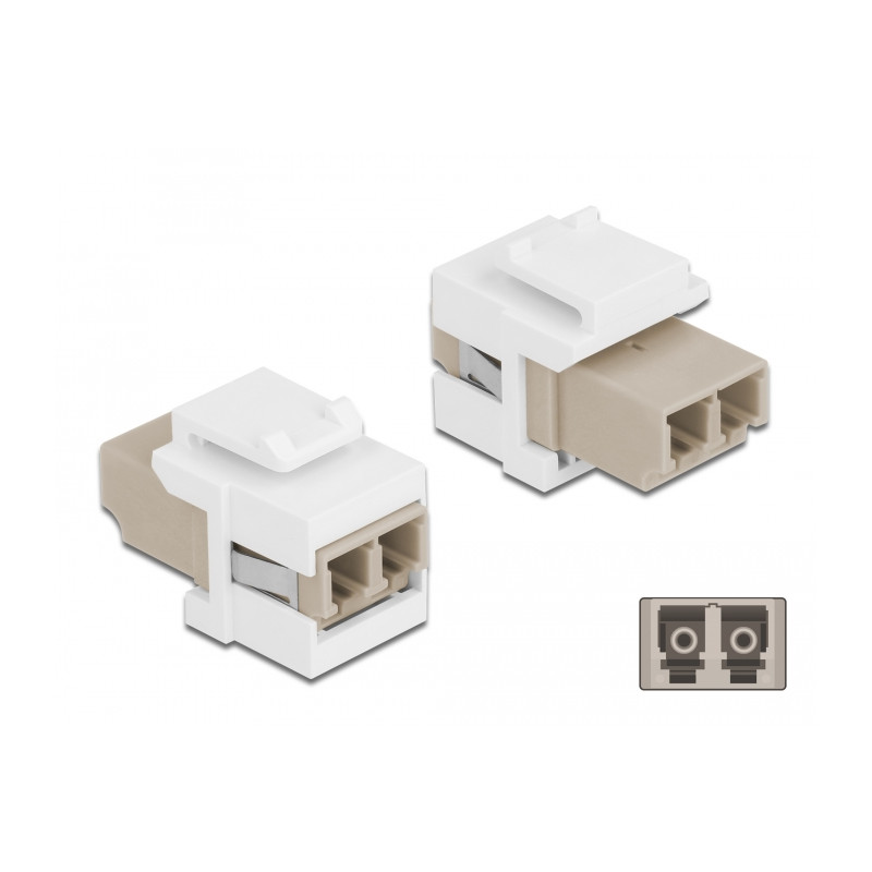 Delock Keystone Modul LC Duplex Buchse zu LC Duplex Buchse beige / weiß