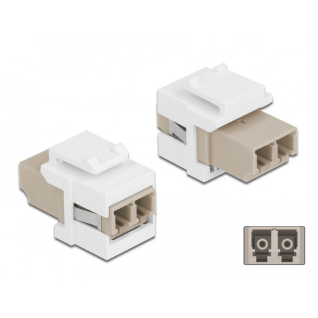 Delock Keystone Modul LC Duplex Buchse zu LC Duplex Buchse beige / weiß