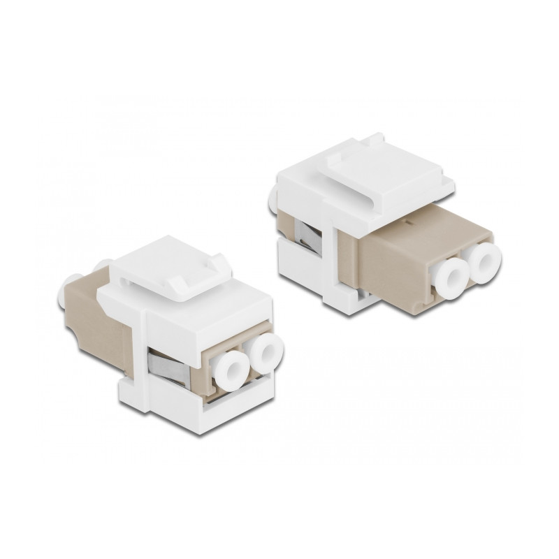 Delock Keystone Modul LC Duplex Buchse zu LC Duplex Buchse beige / weiß