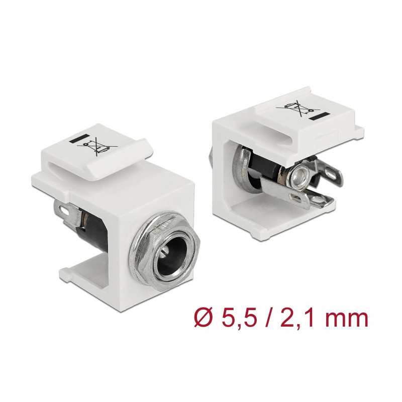 Delock Keystone Modul DC 5,5 x 2,1 mm Buchse weiß