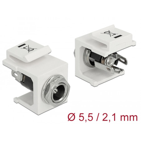 Delock Keystone Modul DC 5,5 x 2,1 mm Buchse weiß