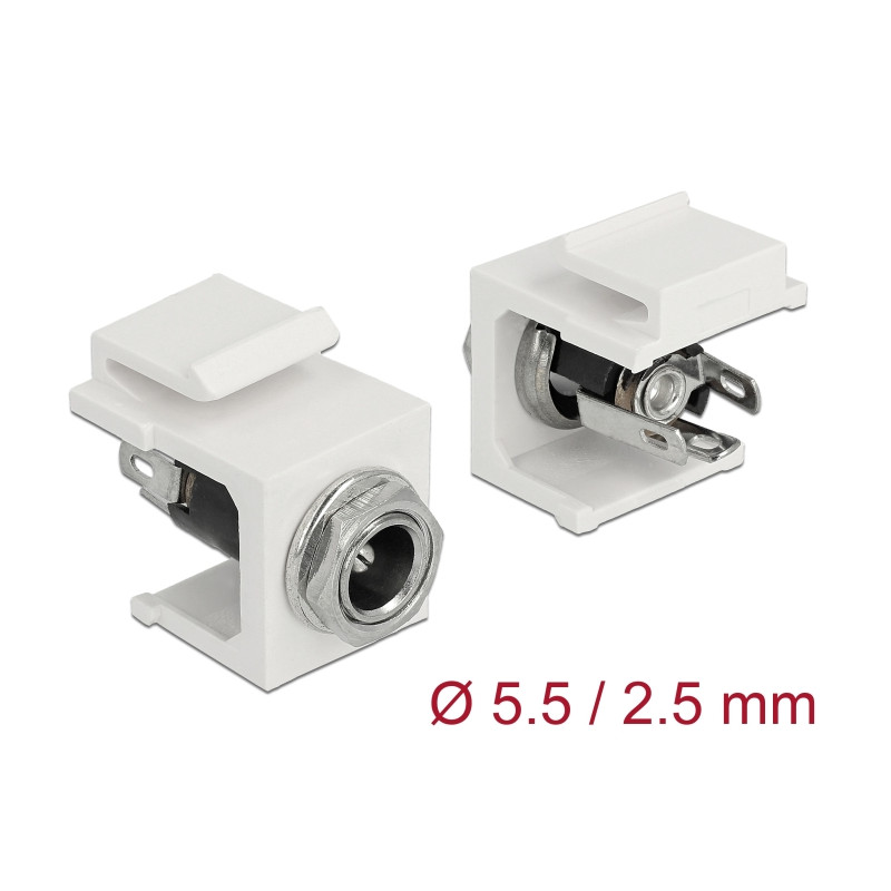 Delock Keystone Modul DC 5,5 x 2,5 mm Buchse weiß