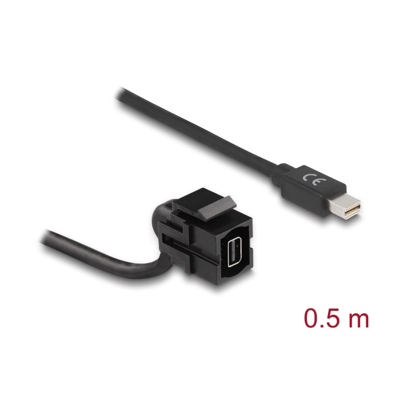 Delock Keystone Modul mini DisplayPort Buchse 110° - mini DisplayPort Stecker mit Kabel schwarz