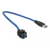 Delock Keystone Modul USB 5 Gbps Typ-A Buchse 250° zu Typ-A Stecker mit 0,5 m Kabel schwarz